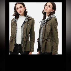 🌺Cotton Olive hooded utility jacket